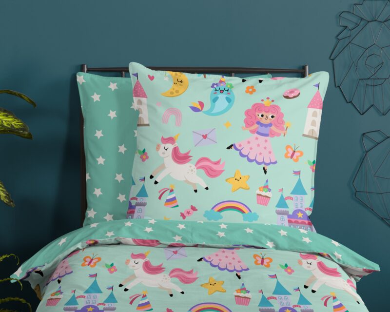 100% katoen dekbedset eenhoorn, prinses, regenboog van Good Morning in 135 x 200 cm