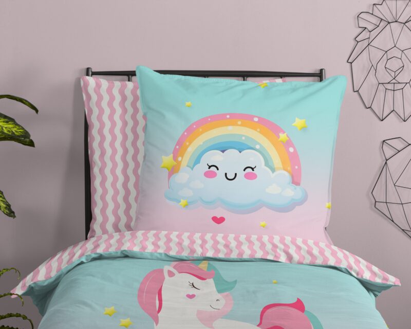 100% katoen dekbedset eenhoorn & regenboog van Good Morning in 135 x 200 cm