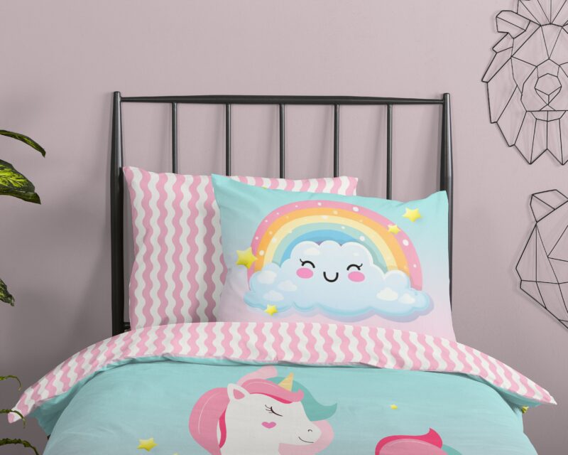 100% katoen dekbedset eenhoorn & regenboog van Good Morning in 140 x 200/220 cm