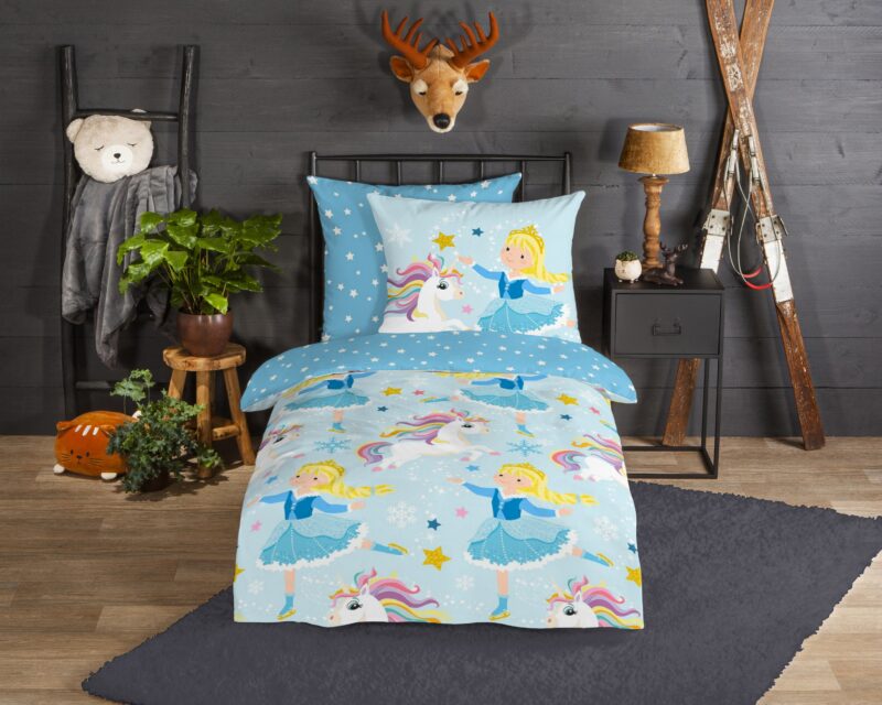 Eenhoorns en prinsessen overtrek van Good Morning, 135 x 200 cm, kussensloop 80 x 80 cm