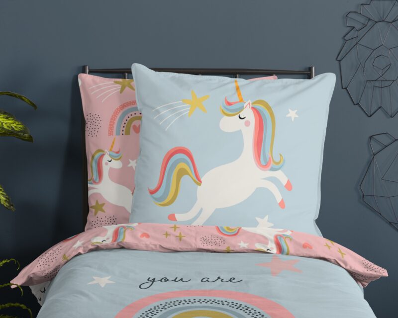 100% katoen dekbedset eenhoren en regenbogen van Good Morning in 135 x 200 cm