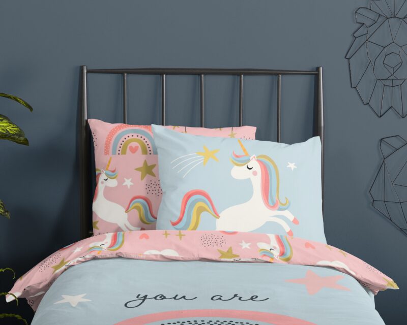 100% katoen dekbedset eenhoren en regenbogen van Good Morning in 140 x 200/220 cm