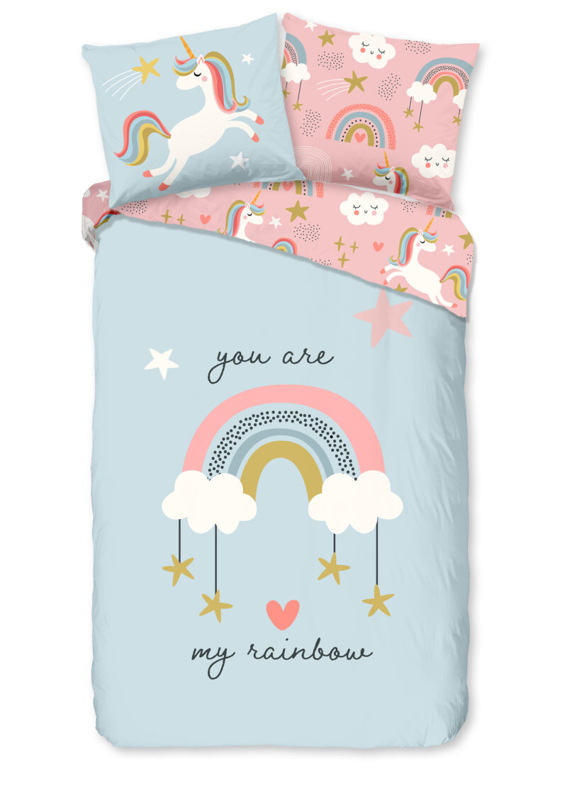 Good Morning dekbedovertrek eenhoren en regenbogen - Multicolor - 140 x 200/220 cm - 100% katoen