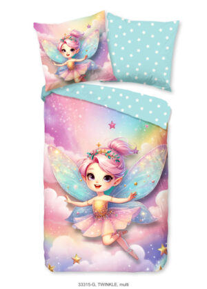 Good Morning dekbedovertrek fee met regenboogvleugels - Multicolor - 135 x 200 cm - 100% katoen