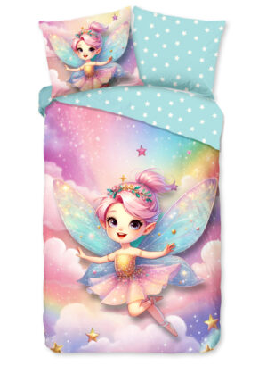Good Morning dekbedovertrek fee met regenboogvleugels - Multicolor - 140 x 200/220 cm - 100% katoen