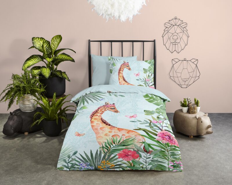 Giraf overtrek van Good Morning, 140 x 200/220 cm, kussensloop 60 x 70 cm