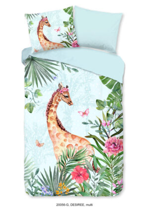 Good Morning dekbedovertrek giraf - Aqua - 140 x 200/220 cm - 100% katoen