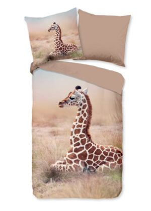 Good Morning dekbedovertrek giraf - Zand - 135 x 200 cm - 100% katoen