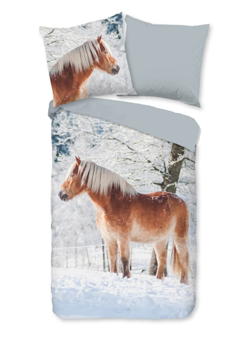Good Morning dekbedovertrek haflinger paard in de sneeuw - Multicolor - 135 x 200 cm - 100% katoen/flanel