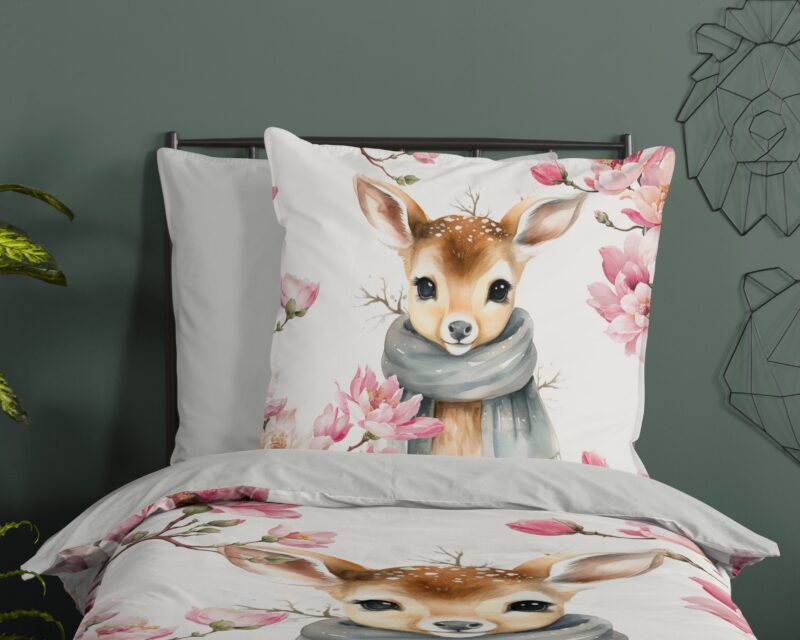 100% katoen dekbedset hertje met sjaal van Good Morning in 135 x 200 cm