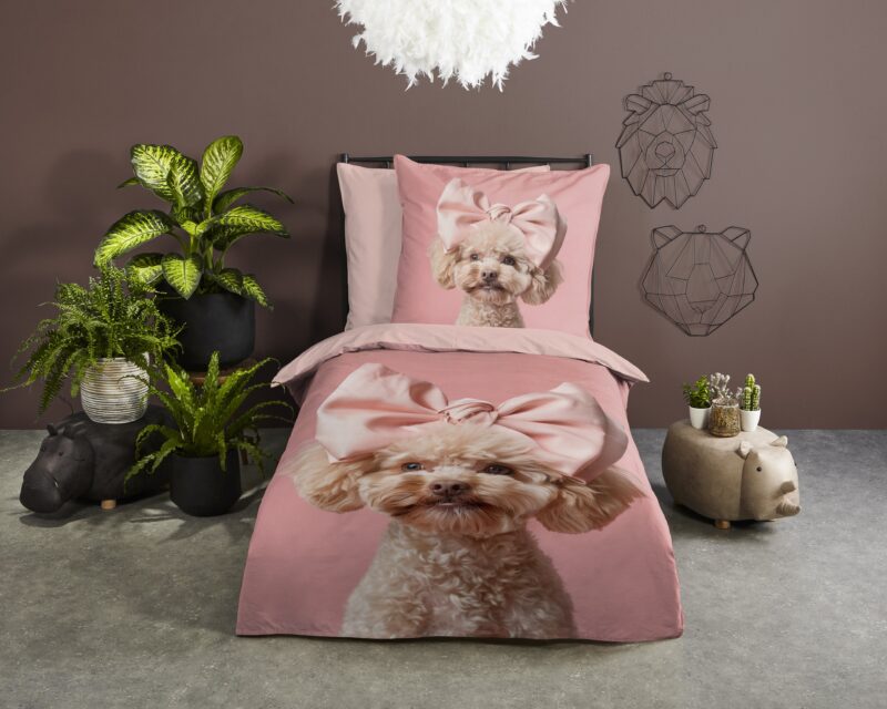 Hond/ poedel overtrek van Good Morning, 135 x 200 cm, kussensloop 80 x 80 cm