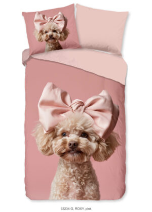 Good Morning dekbedovertrek hond/ poedel - Roze - 140 x 200/220 cm - 100% katoen