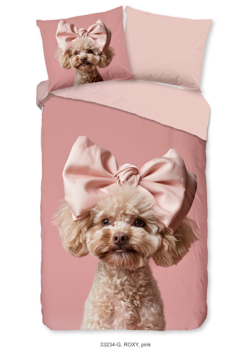 Good Morning dekbedovertrek hond/ poedel - Roze - 140 x 200/220 cm - 100% katoen