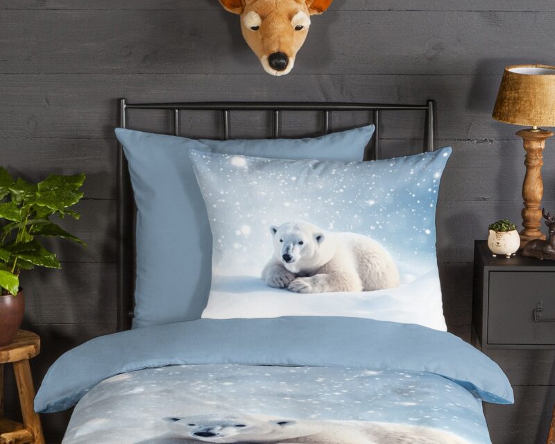 100% katoen/flanel dekbedset ijsbeer van Good Morning in 135 x 200 cm