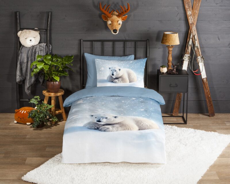 Ijsbeer overtrek van Good Morning, 140 x 200/220 cm, kussensloop 60 x 70 cm