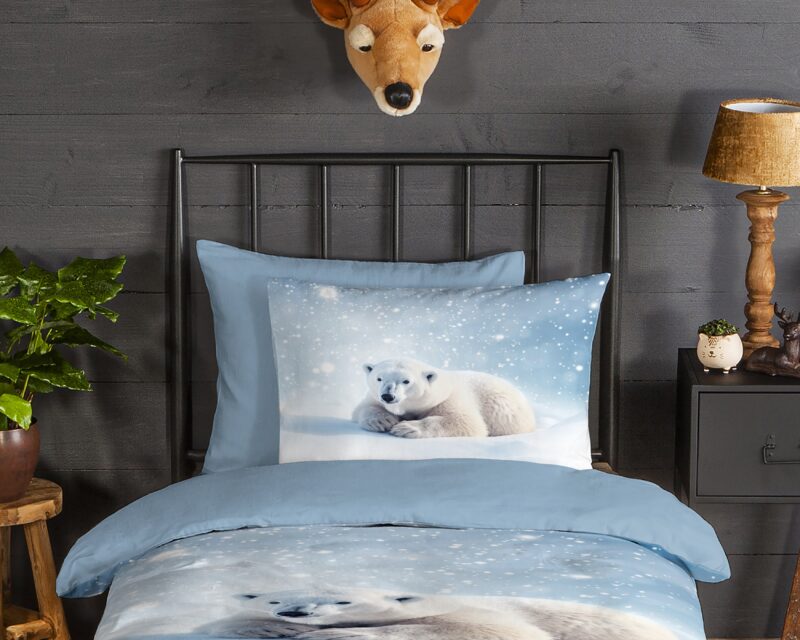 100% katoen/flanel dekbedset ijsbeer van Good Morning in 140 x 200/220 cm