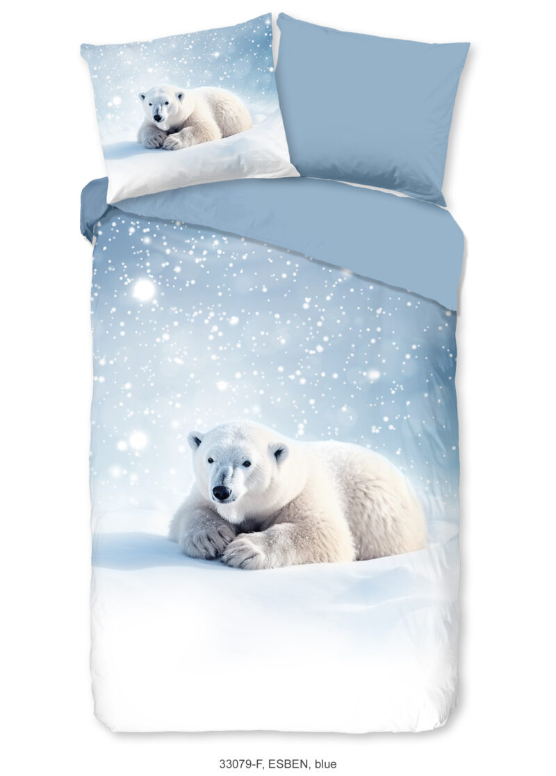 Good Morning dekbedovertrek ijsbeer - Blauw - 140 x 200/220 cm - 100% katoen/flanel