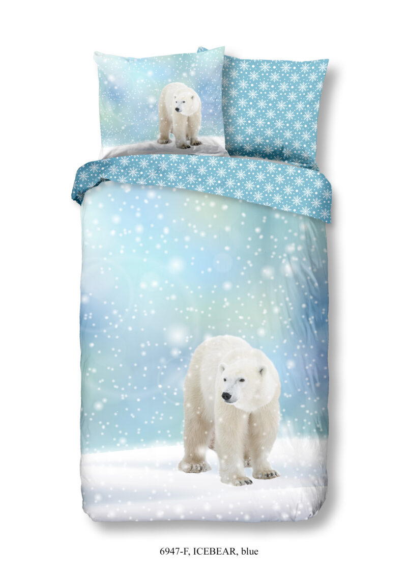 Good Morning dekbedovertrek ijsbeer in de sneeuw - Blauw - 140 x 200/220 cm - 100% katoen/flanel