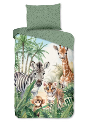 Good Morning dekbedovertrek jungle dieren - Multicolor - 140 x 200 cm - 100% katoen