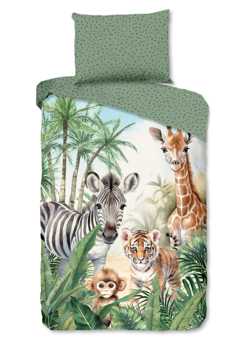 Good Morning dekbedovertrek jungle dieren - Multicolor - 140 x 200 cm - 100% katoen