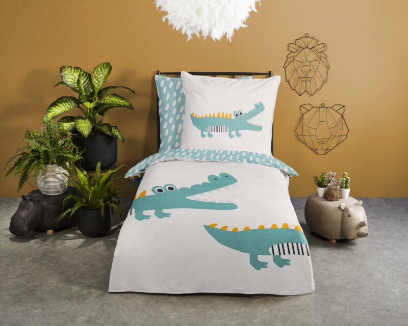 Krokodil overtrek van Good Morning, 135 x 200 cm, kussensloop 80 x 80 cm