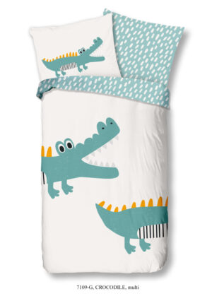Good Morning dekbedovertrek krokodil - Multicolor - 135 x 200 cm - 100% katoen