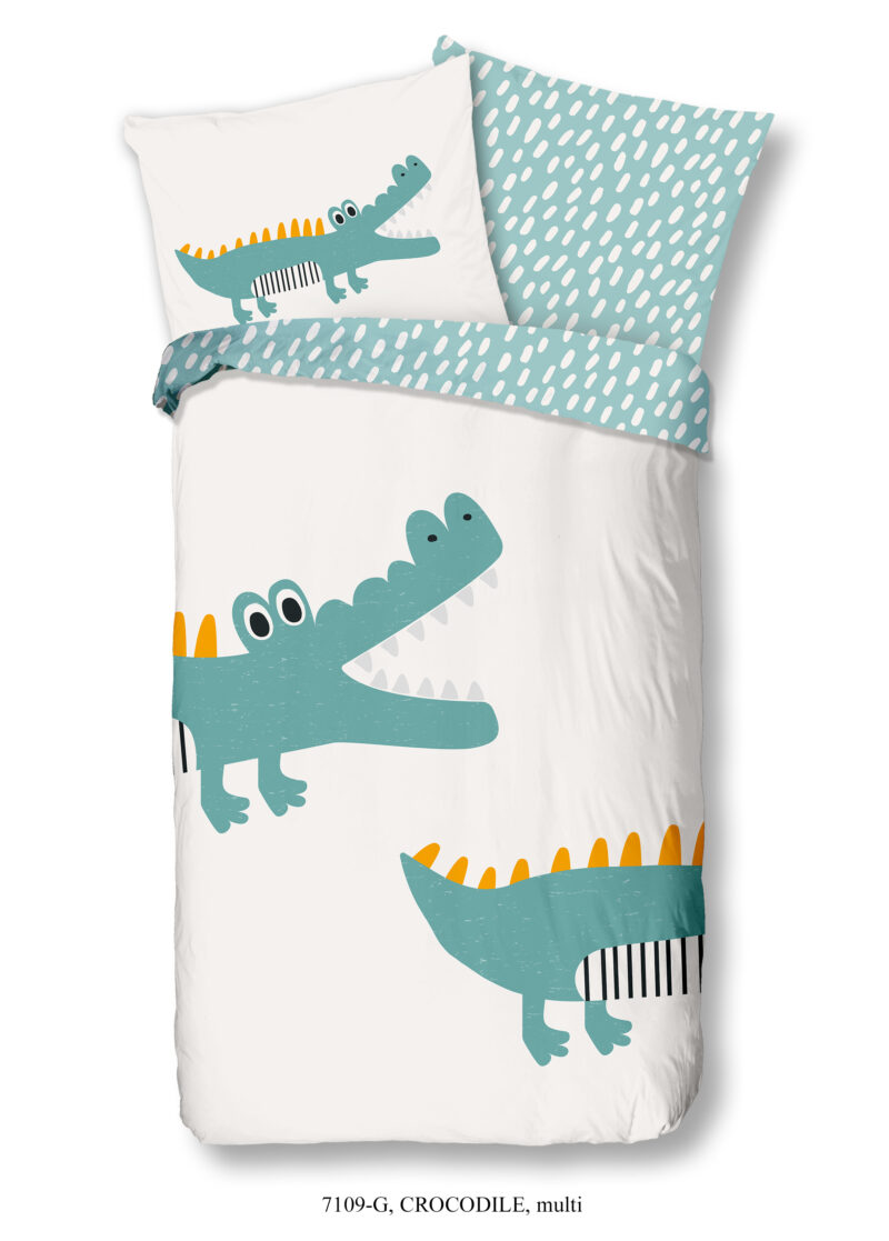 Good Morning dekbedovertrek krokodil - Multicolor - 135 x 200 cm - 100% katoen