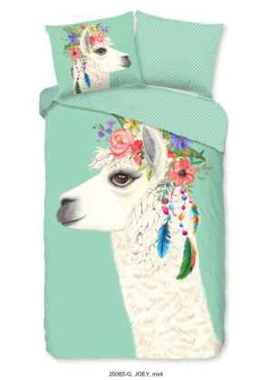 Good Morning dekbedovertrek lama - Mint - 140 x 200/220 cm - 100% katoen