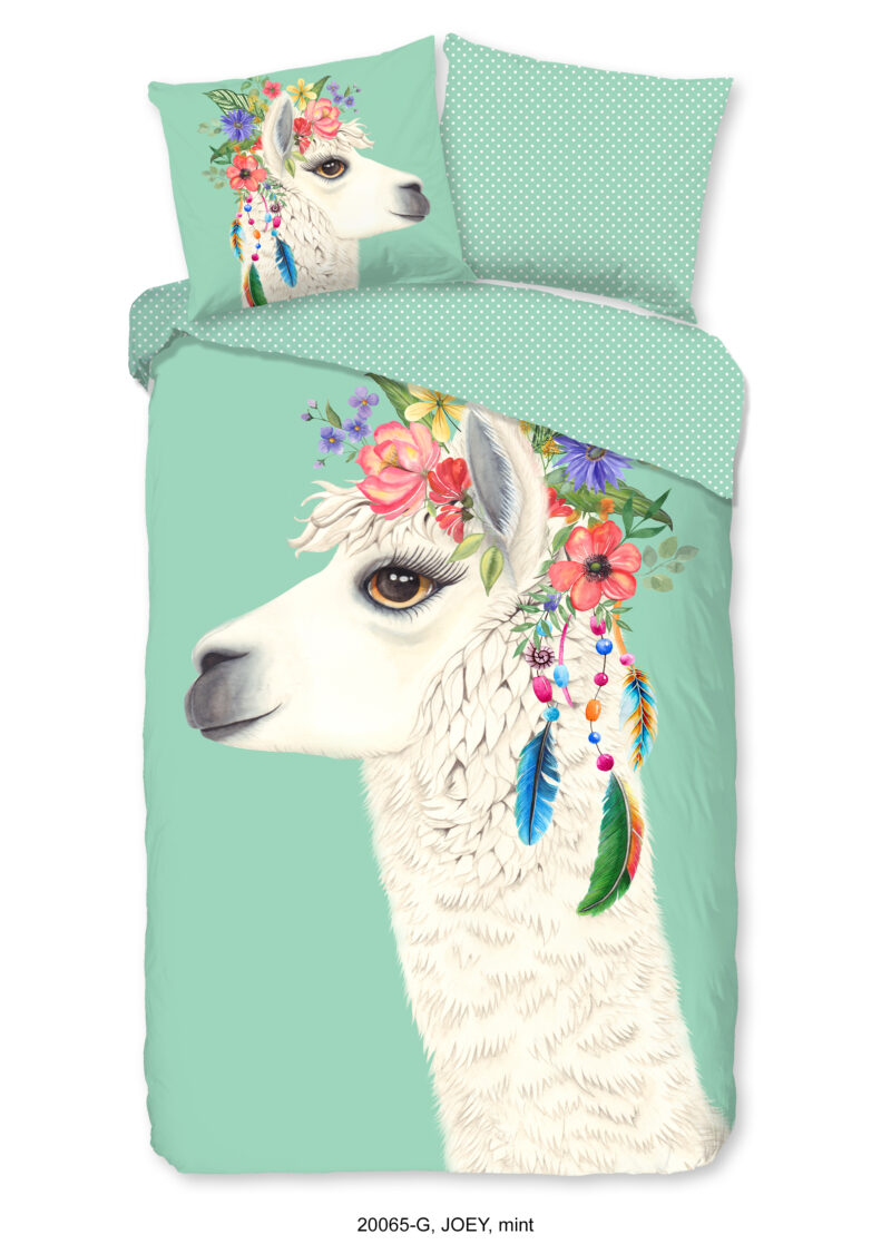 Good Morning dekbedovertrek lama - Mint - 140 x 200/220 cm - 100% katoen