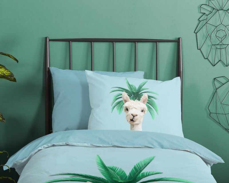 100% katoen dekbedset lama met palmboom van Good Morning in 140 x 200/220 cm