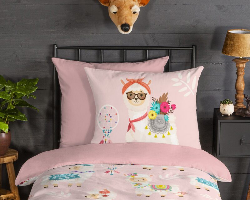 100% katoen/flanel dekbedset lama's van Good Morning in 135 x 200 cm