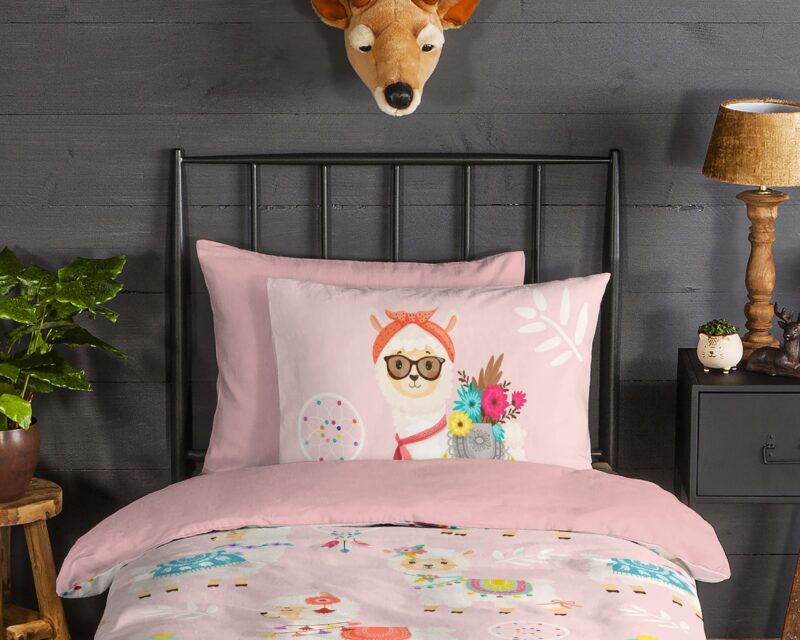100% katoen/flanel dekbedset lama's van Good Morning in 140 x 200/220 cm