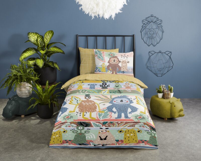 Monster dieren overtrek van Good Morning, 140 x 200/220 cm, kussensloop 60 x 70 cm