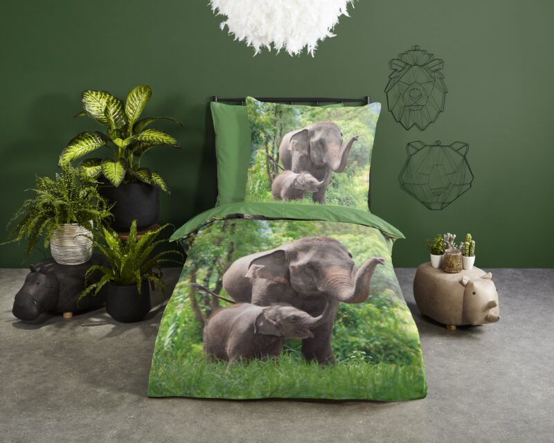 Olifant overtrek van Good Morning, 135 x 200 cm, kussensloop 80 x 80 cm