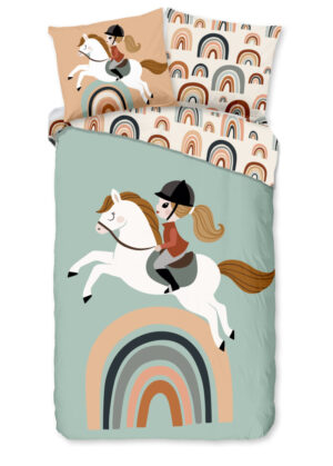 Good Morning dekbedovertrek paard en regenboog - Multicolor - 135 x 200 cm - 100% katoen