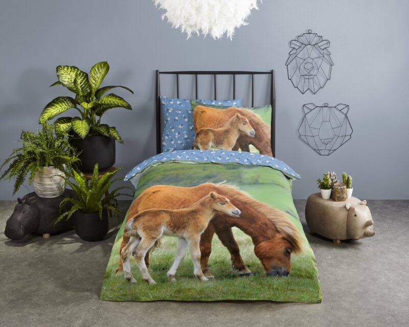 Paarden overtrek van Good Morning, 135 x 200 cm, kussensloop 80 x 80 cm
