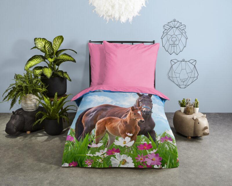 Paarden overtrek van Good Morning, 140 x 200 cm, kussensloop 70 x 90 cm