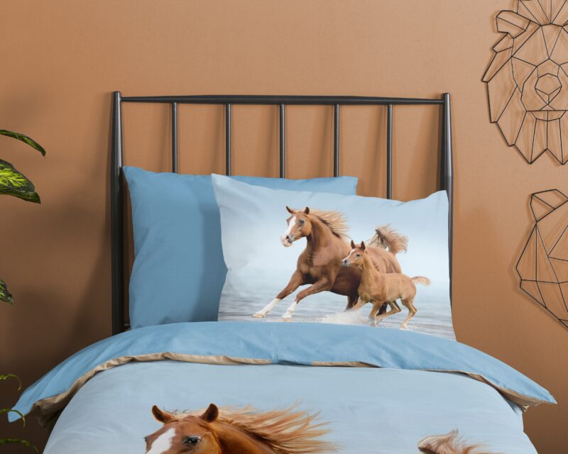 100% katoen dekbedset paarden van Good Morning in 140 x 200 cm - kussensloop 70 x 90 cm