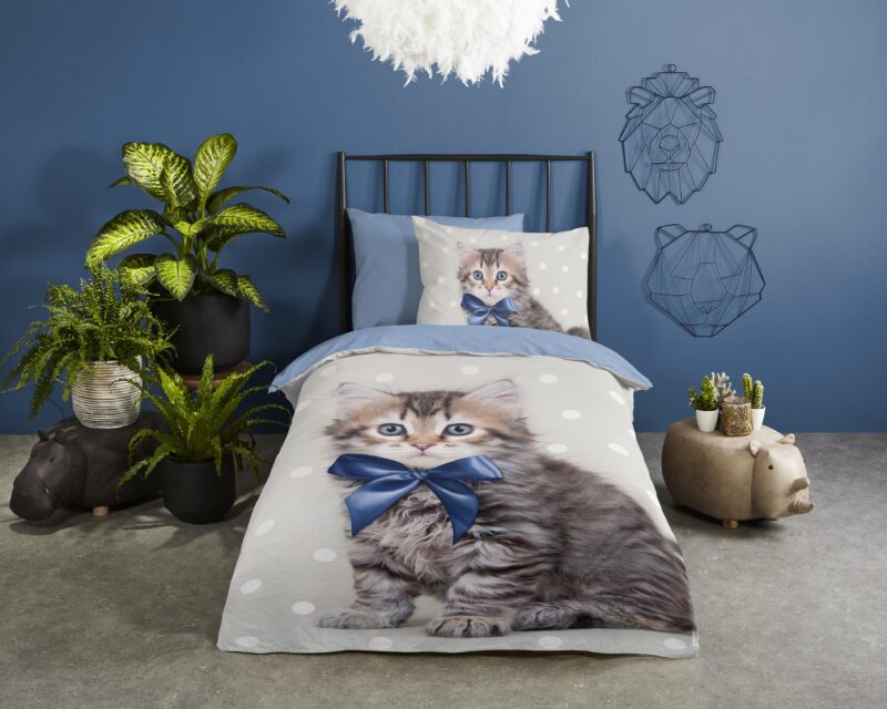 Paarden en roze bloemen overtrek van Good Morning, 140 x 200/220 cm, kussensloop 60 x 70 cm