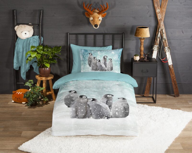 Pinguins overtrek van Good Morning, 140 x 200/220 cm, kussensloop 60 x 70 cm - kussensloop 60 x 70 cm