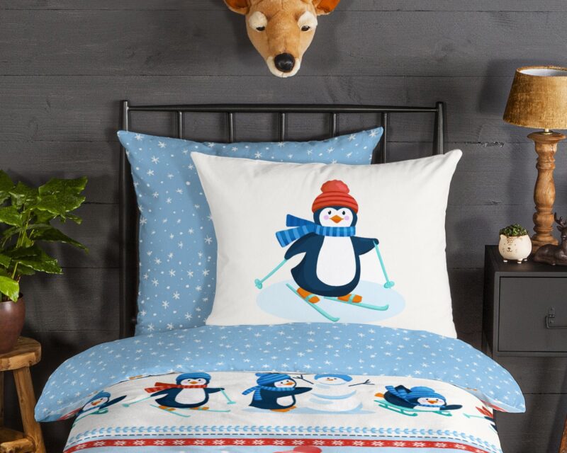 100% katoen/flanel dekbedset pinguins van Good Morning in 135 x 200 cm