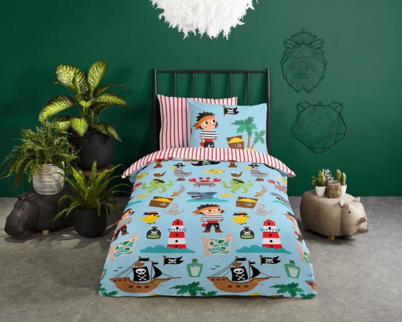 Piraten/ zee thema overtrek van Good Morning, 140 x 200/220 cm, kussensloop 60 x 70 cm