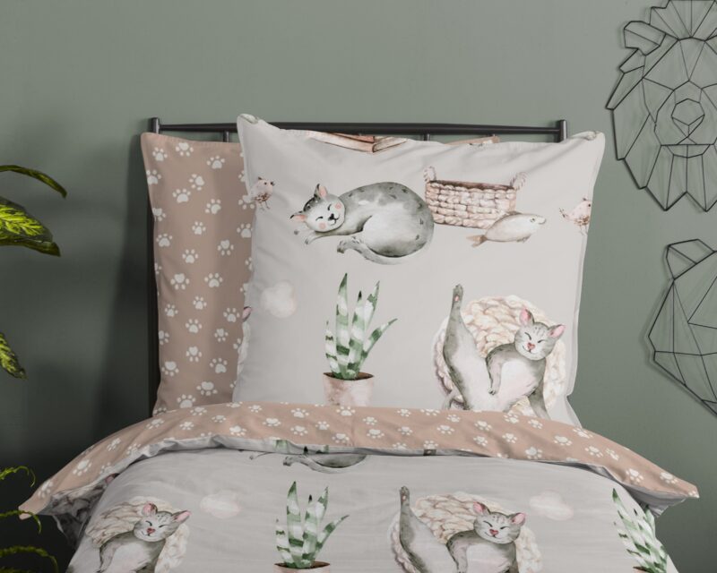 100% katoen dekbedset poezen van Good Morning in 135 x 200 cm