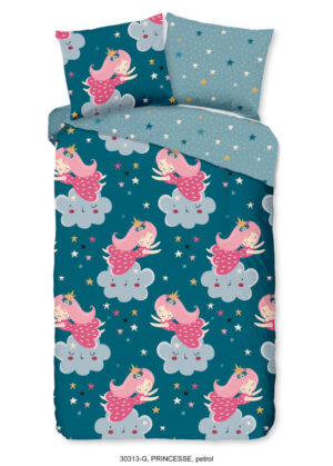 Good Morning dekbedovertrek princes - Petrol - 140 x 200/220 cm - 100% katoen