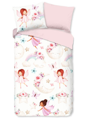 Good Morning dekbedovertrek regenboog, maan en fee - Multicolor - 140 x 200/220 cm - 100% katoen