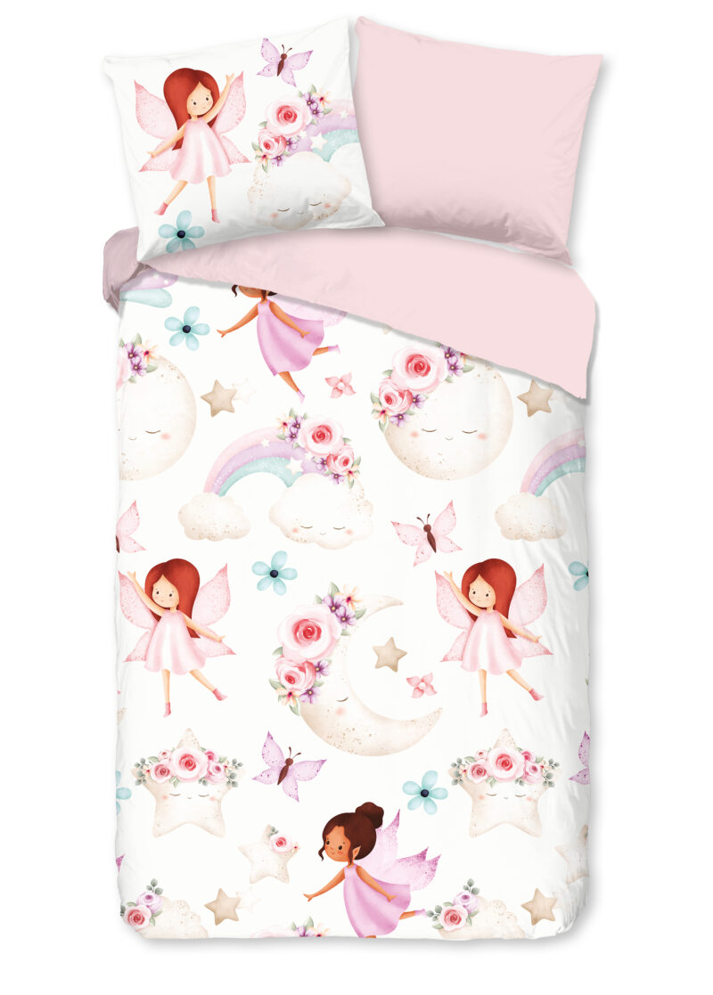 Good Morning dekbedovertrek regenboog, maan en fee - Multicolor - 140 x 200/220 cm - 100% katoen