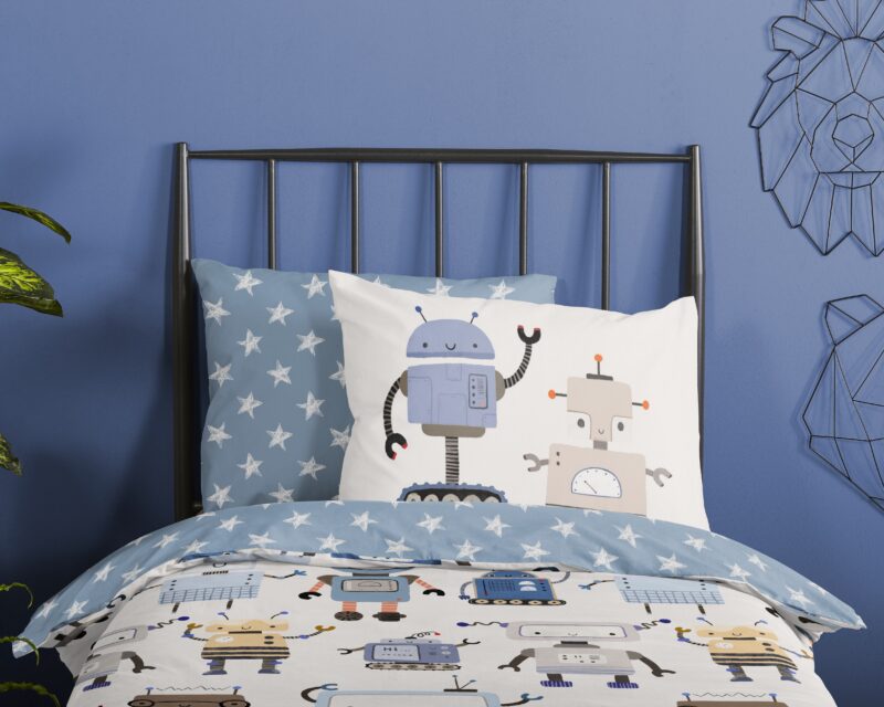 100% katoen dekbedset robots van Good Morning in 140 x 200/220 cm