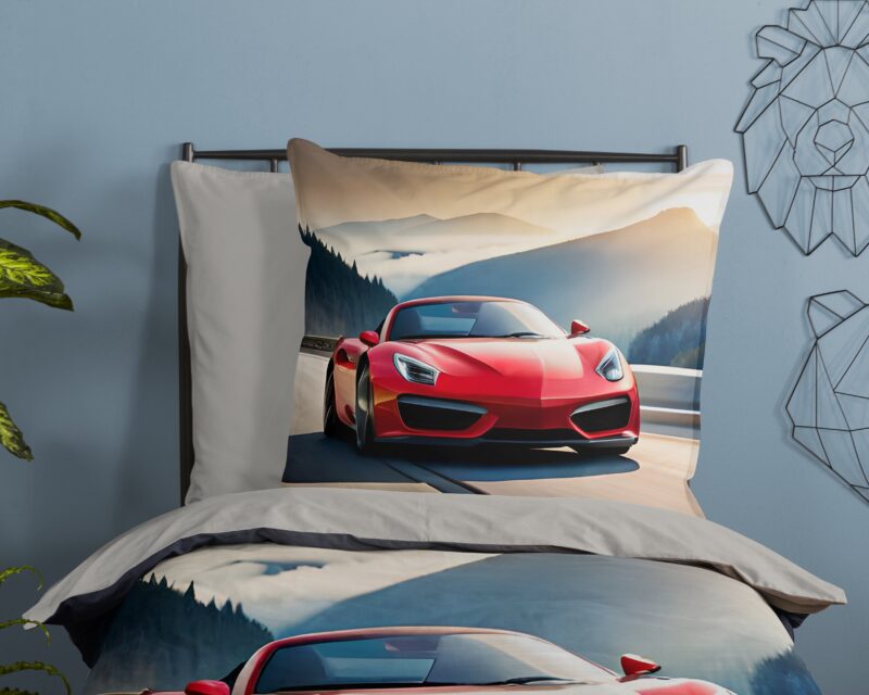 100% katoen dekbedset rode sportieve auto van Good Morning in 135 x 200 cm