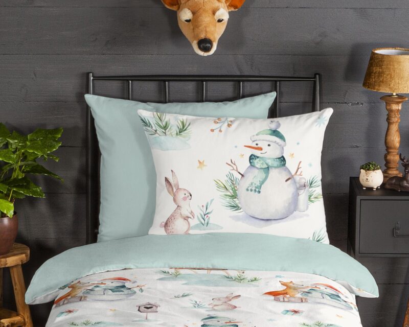 100% katoen/flanel dekbedset sneeuwpop van Good Morning in 135 x 200 cm