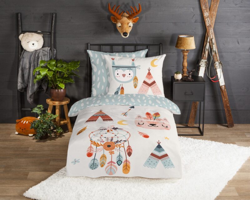 Tipi-tenten / boho overtrek van Good Morning, 135 x 200 cm, kussensloop 80 x 80 cm - Multicolor